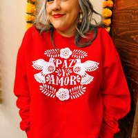 Unisex Red Paz y Amor Sweatshirt