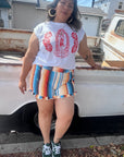 Mexi Stripe Ruffle Shorts