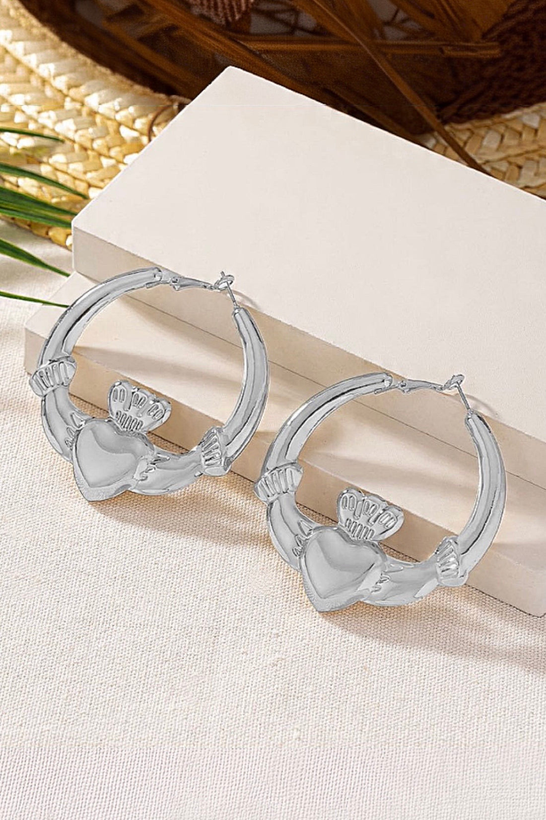 Silver Sagrado Claddagh Hoops