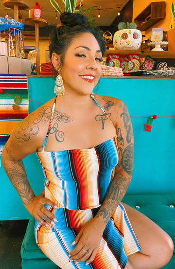 Mexi Stripe Sweetheart Halter
