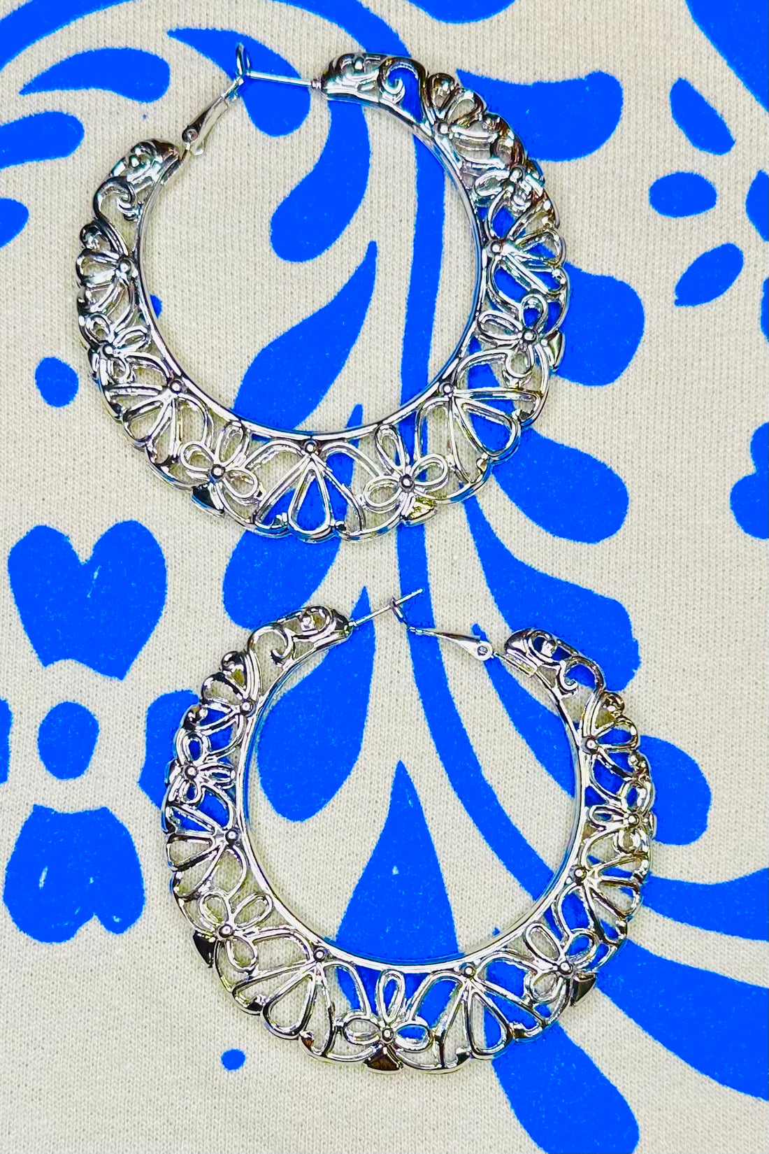 Silver Encantada Punched Hoops