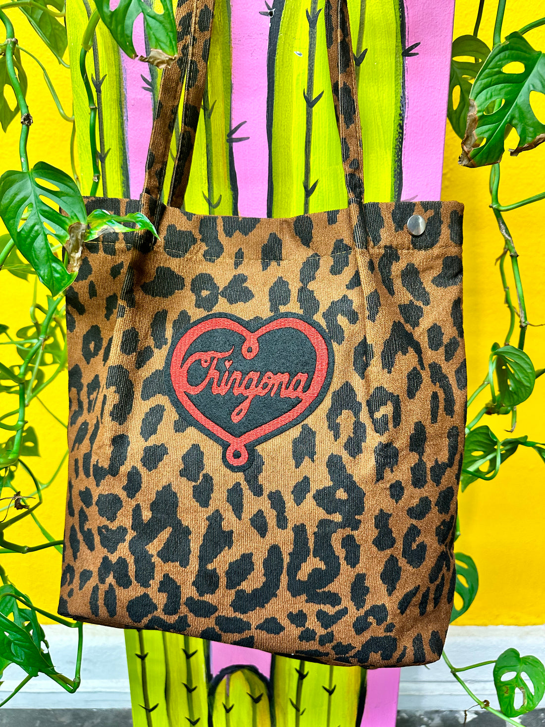 Chingona Leopard Corduroy Bag