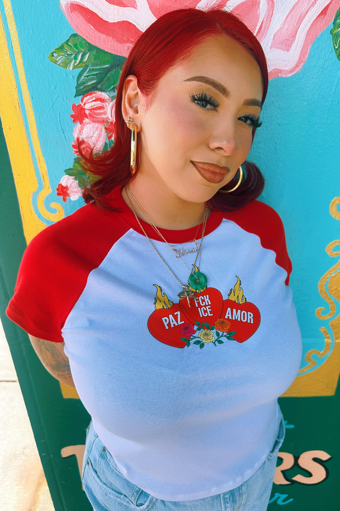 Conversation White/Red Baseball Raglan Tee