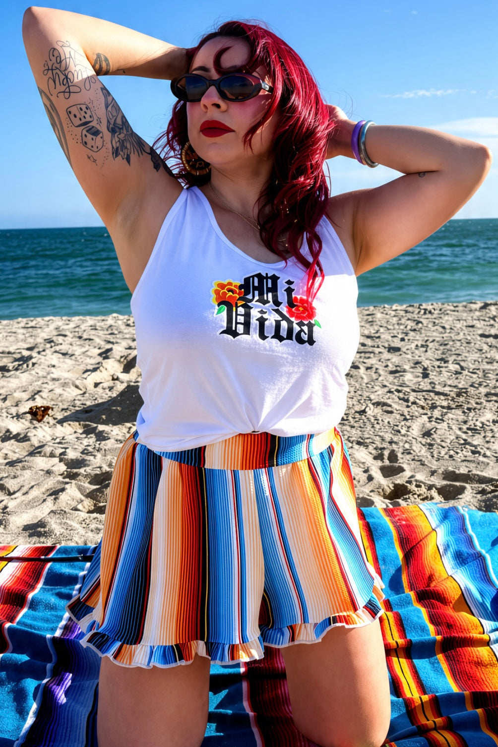 Mexi Stripe Ruffle Shorts