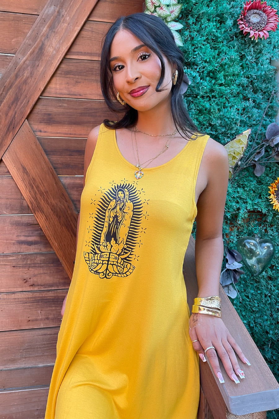 Mustard Virgencita Swing Dress