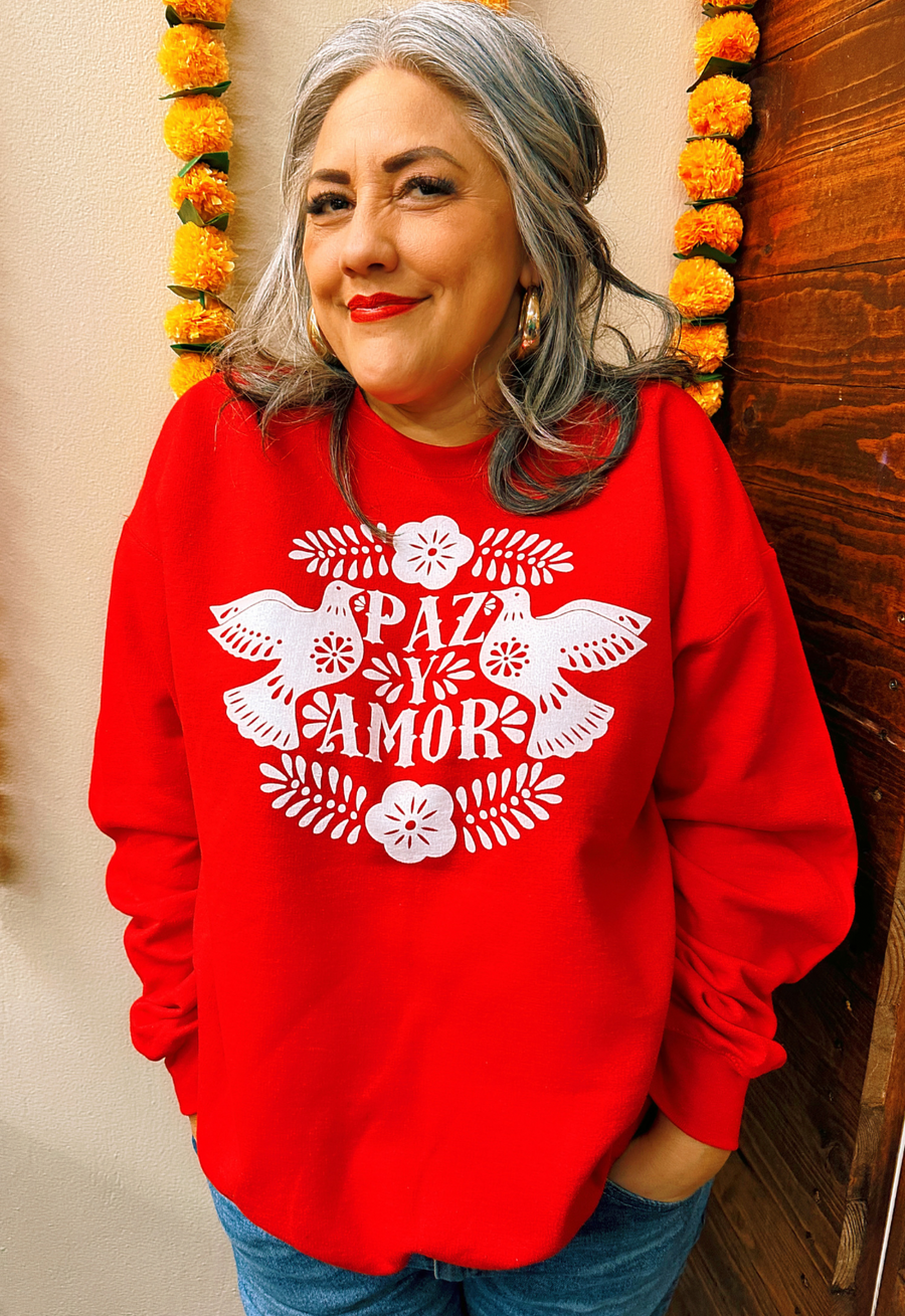 Unisex Red Paz y Amor Sweatshirt