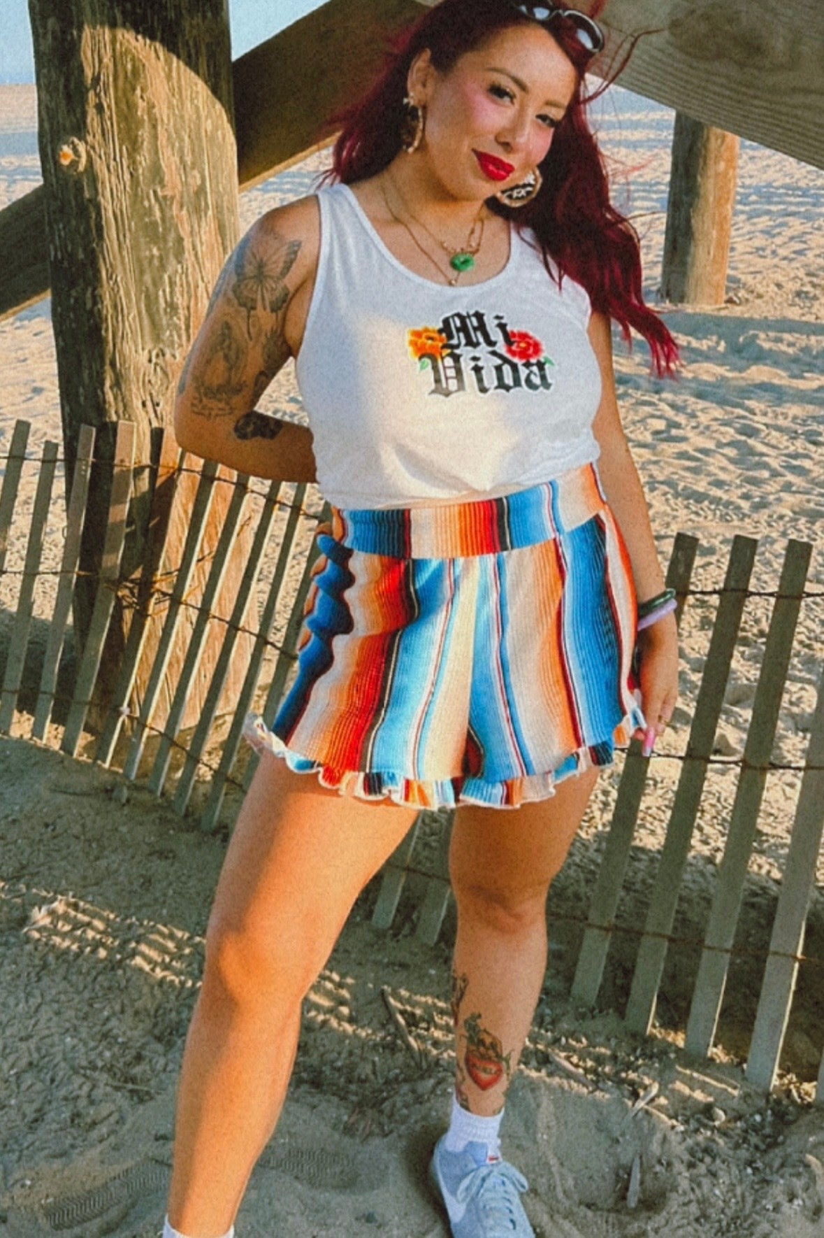 Mexi Stripe Ruffle Shorts