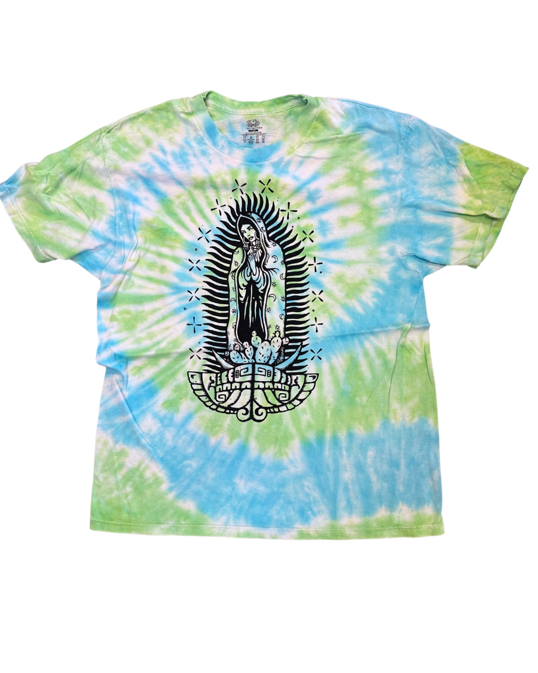 Peacock Virgencita Vintage Tie Dye Tee