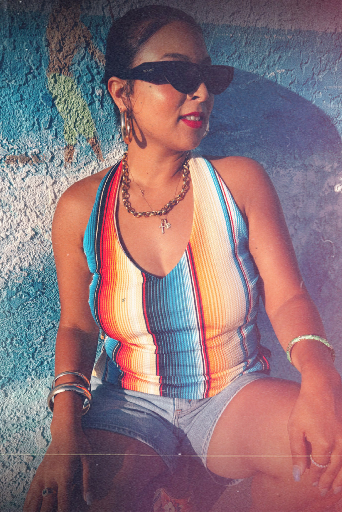 Mexi Stripe Pull On Halter