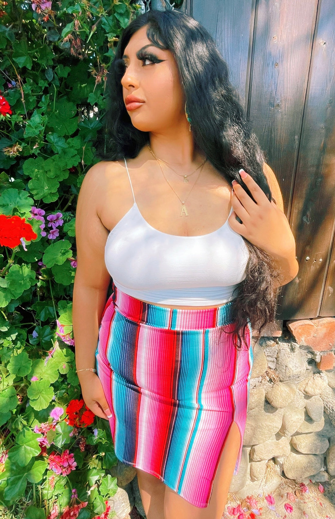 MEXI STRIPE SKIRT